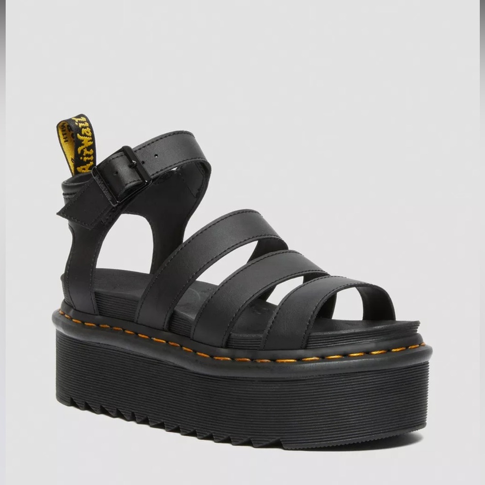 BLAIRE HYDRO LEATHER PLATFORM STRAP SANDALS (new / never worn)